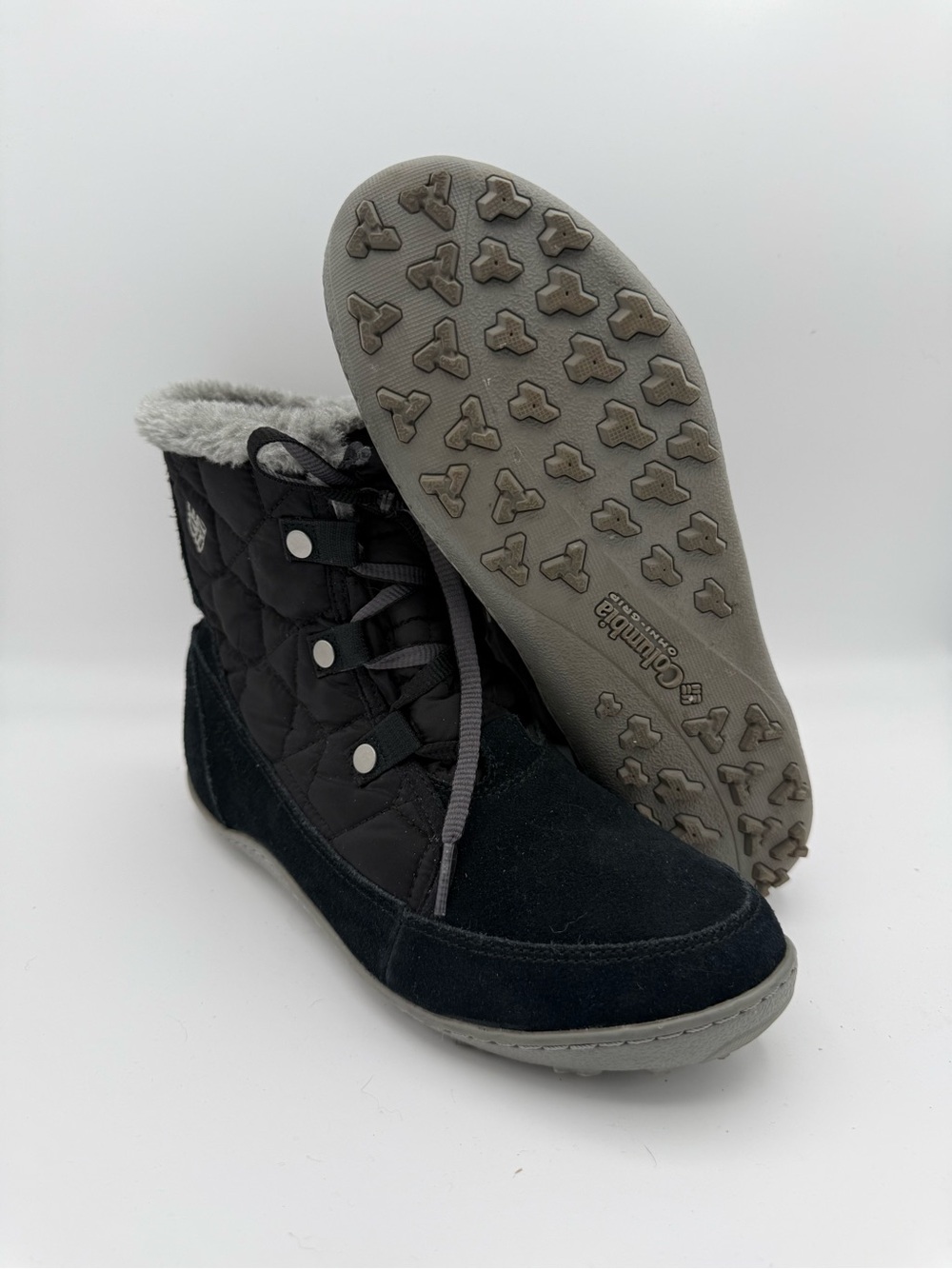 Women's Columbia Black Grey Minx Powder Summit Shorty Waterproof Boots Size 9.5